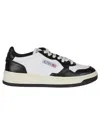 Autry 'medalist' White And Black Low Top Sneakers With Logo Patch