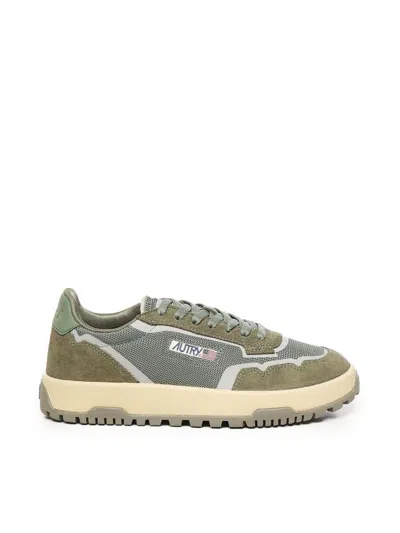 Autry Wildpace Nubuck And Rubber-trimmed Suede And Mesh Sneakers In Green