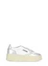 Autry Sneakers Platform Low In Pelle Bianca E Argento In Multi