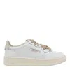 Autry Medalist Low Sneakers In White Leather And Suede Heel Tab In Neutral