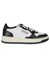 Autry 'medalist' White And Black Low Top Sneakers With Logo Patch In Black