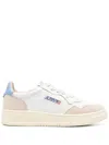 Autry Medalist Low Sneakers In Leather And Suede Color White And Silver Blue In White