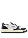 Autry 'medalist' White And Black Low Top Sneakers With Logo Patch