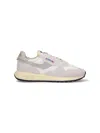 Autry Low-top Sneakers With White Crackled Leather Inserts In Gray