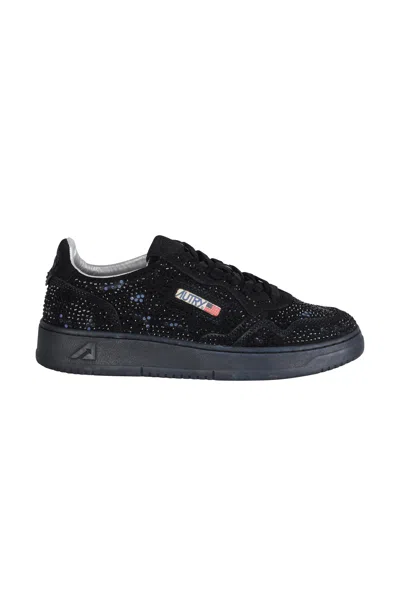 Autry Medalist Low - Suede Trainers With Rhinestones In Black