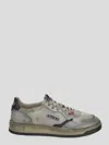 Autry Sneakers Medalist Low Super Vintage In Mesh Bianco E Pelle Argen
