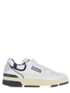 Autry White Low Top Sneakers With Black Details And Logo Patch In Leather And Suede Man In Bianco Nero