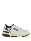 Autry Clc Low Suede-trimmed Leather Sneakers In Bianco Nero