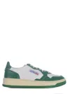 Autry White And Green Two-tone Leather Medalist Low Sneakers In Bianco