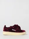 Autry Bordeaux Sneakers With Velcro Strap And Off-white Sole In Burgundy