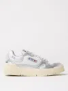 Autry Silver And White Low Top Sneakers With Logo Patch In Metallic Leather Woman In Multicolor