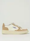 Autry Leather And Suede Sneakers With Glitter In Sand