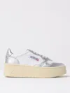 Autry Sneakers Platform Low In Pelle Bianca E Argento In Multi