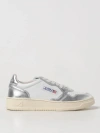Autry 'medalist Low' White And Silver Low Top Sneakers With Logo Patch In Silver