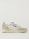 Autry Medalist Low White Leather And Powder And Beige Suede Sneakers In Neutral