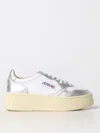 Autry White And Silver Low Top Platform Sneakers With Logo In Weiss