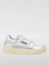Autry Silver And White Low Top Sneakers With Logo Patch In Metallic Leather Woman In Weiss