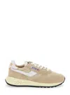 Autry Reelwind Low Nylon And Leather Craquele Pepper And White Sneakers In Beige