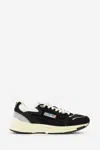 Autry Black Suede And Mesh Sneakers With Cream Cushioned Sole In Black