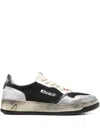Autry Leather Low Top Sneakers With Laminated Inserts In Black