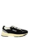 Autry Black Suede And Mesh Sneakers With Cream Cushioned Sole In Black