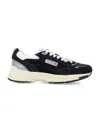 Autry Black Suede And Mesh Sneakers With Cream Cushioned Sole In Black