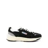 Autry Black Suede And Mesh Sneakers With Cream Cushioned Sole In Black