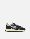 Autry Wind Reel Sneakers With Interchangeable Laces In Black/light Blue