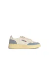 Autry Medalist Low White Leather And Suede Sneakers In Powder In Blue
