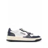 Autry Low-top Leather Sneakers With Navy Overlays And Perforated Details In Blue