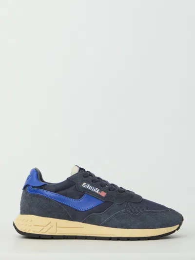 Autry Reelwind Low Sneakers In Space Blue And Lapis Blue Nylon And Suede In Multi