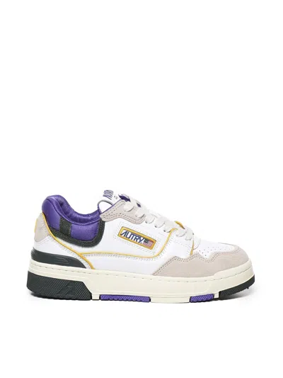 Autry Sneakers Clc In Cowskin In White, Purple