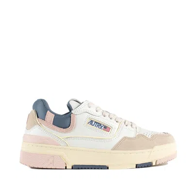 Autry Sneakers Clc Low Leather And Suede Color White And Peach Whip In Multi