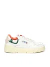 Autry Low Top Sneakers With Contrast Heel Tab In White, Green, Orange