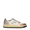 Autry Sneakers Donna Pelle Beige/rosa Metallizzato In Multi