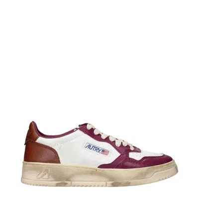 Autry Sneakers Donna Pelle Bianco/viola Granato In Multi