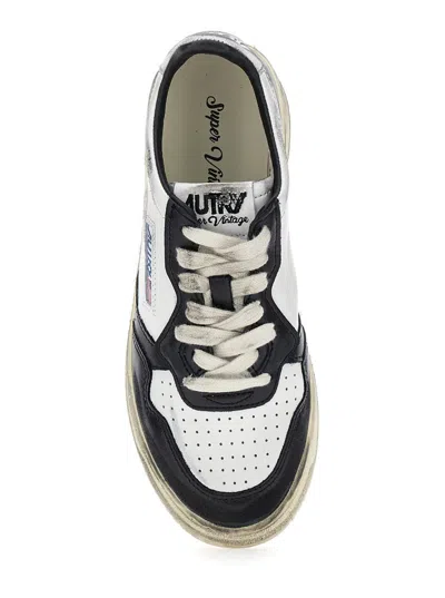 Autry Super Vintage Multicolor Low Top Sneakers With Logo Detail In Leather Man In Grey