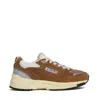 Autry Hyperway Sneakers In Mesh And Suede Cigar And Silver In Brown