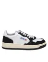 Autry Sneakers In Black And White Leather And Canvas In Black