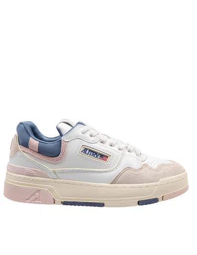 Autry Sneakers Clc Low In Suede E Nabuk Bianco E Beige In White