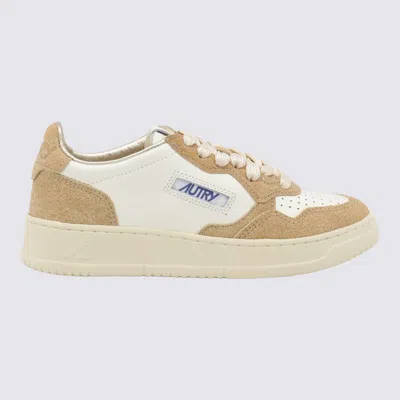 AUTRY AUTRY BEIGE AND BROWN LEATHER MEDALIST LOW SNEAKERS