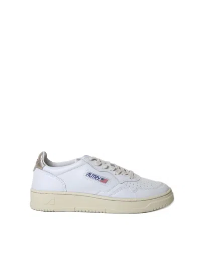 Autry Medalist Sneaker In White & Gold