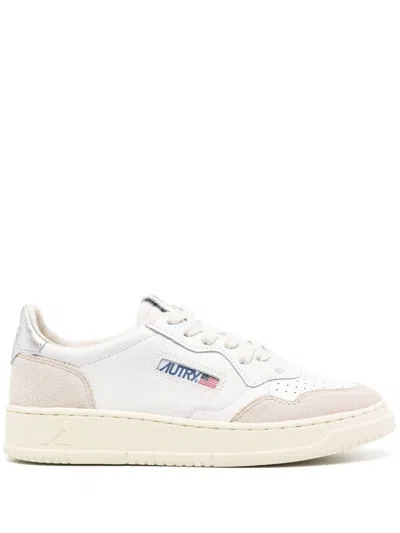 Autry Sneakers 'medalist' In Pelle Di Vitello Bianca E Argento  In Blue