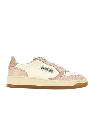 Autry Medalist Low Crocodile-embossed Sneakers In White