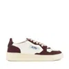 Autry Sneakers Medalist Low In Avory And Burgundy Glittered Leather. In Brown