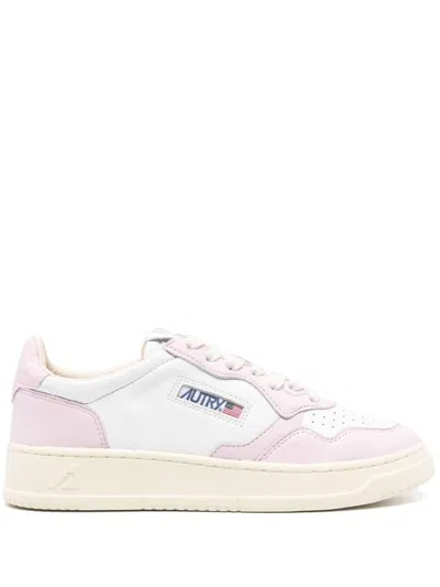 AUTRY SNEAKERS MEDALIST LOW IN PELLE BICOLORE BIANCO E ROSA