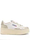 AUTRY SNEAKERS MEDALIST PLATFORM LOW IN PELLE BIANCA E PLATINO
