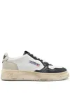 Autry Black And White 'medalist' Low Top Sneakers Distressed Effect In Cow Leather In Multi