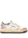 Autry 'super Vintage' White And Metallic Low Top Sneakers With Logo Detail In Multi