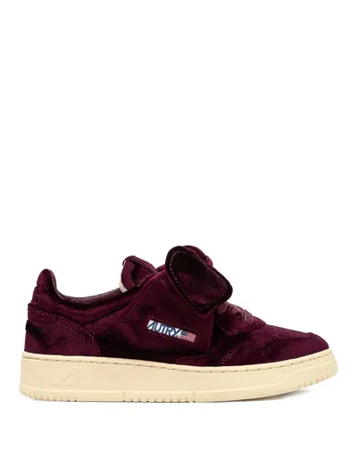 Autry Purple Velvet Medalist Sneakers In Burgundy